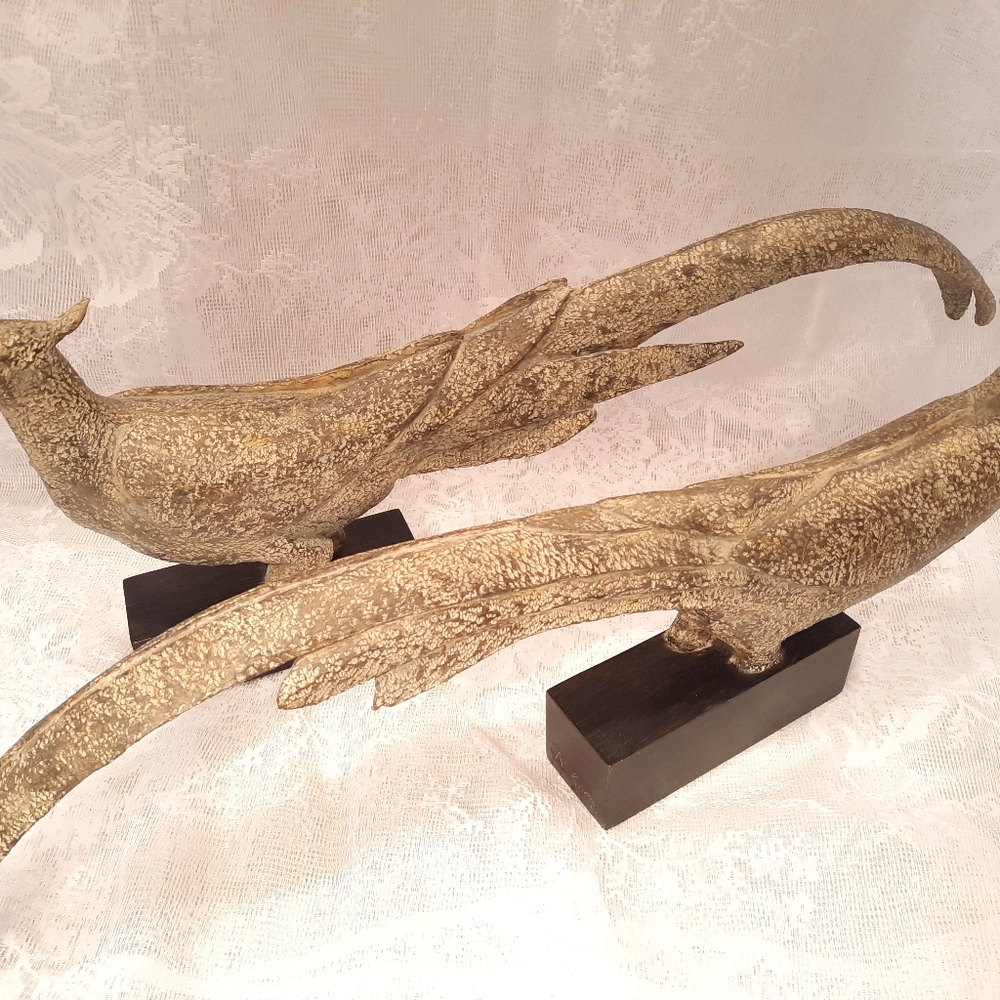 Pair (2) of vintage pheasant/ peacock bird art.